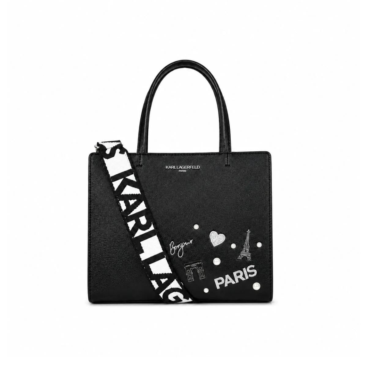 Karl Lagerfeld Paris MAYBELLE2 SATCHEL HANDBAG Women -BLK - Black