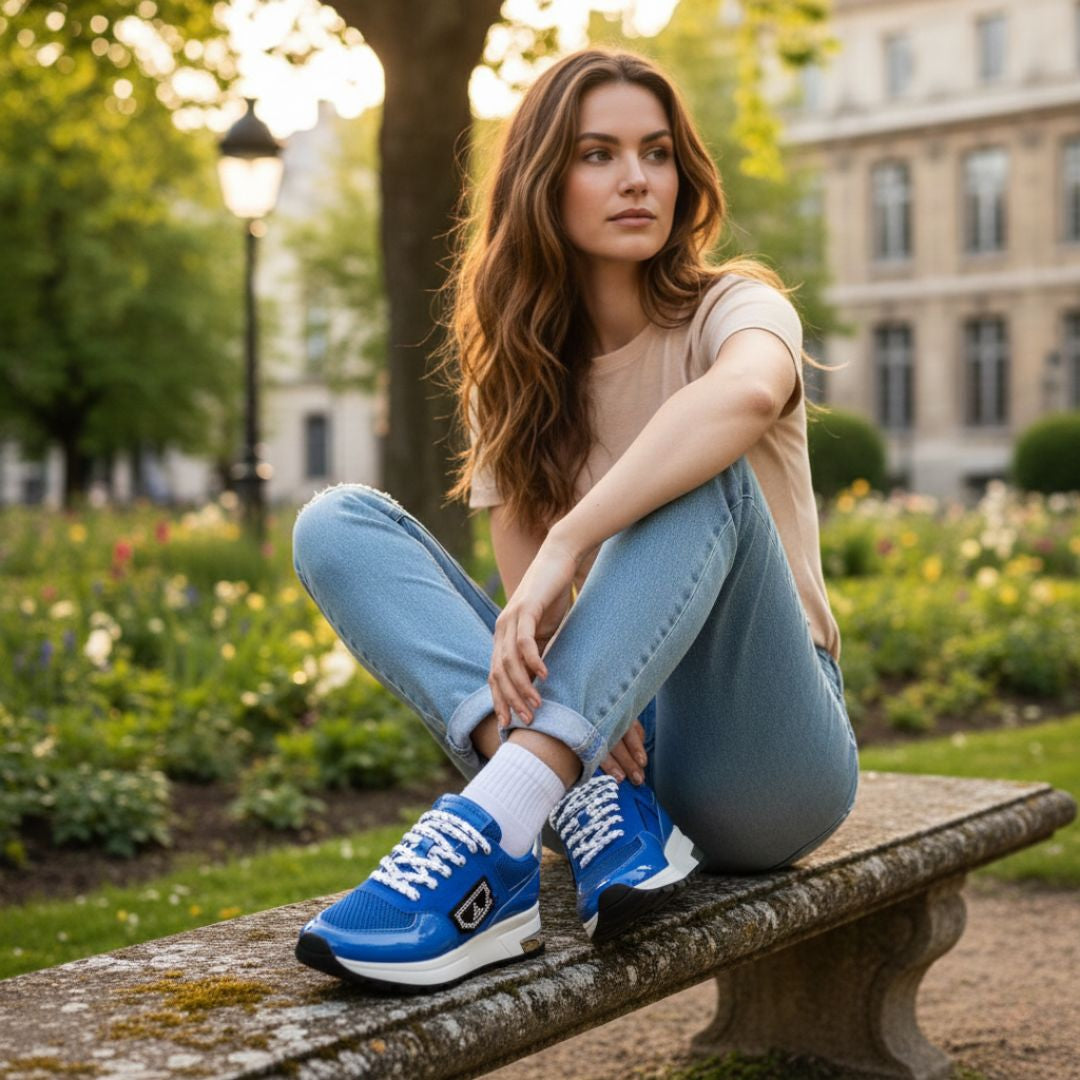 KARL LAGERFELD PARIS MAYU Lace Up Sneakers Women - BLU