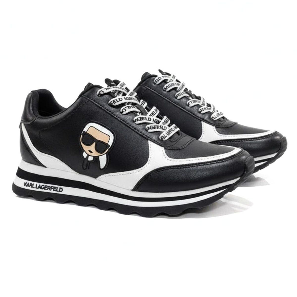 KARL LAGERFELD PARIS Meade Lace Up Sneakers Women - BLKWHT - Black-White / 35