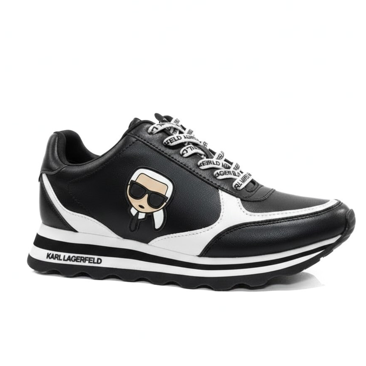 KARL LAGERFELD PARIS Meade Lace Up Sneakers Women - BLKWHT