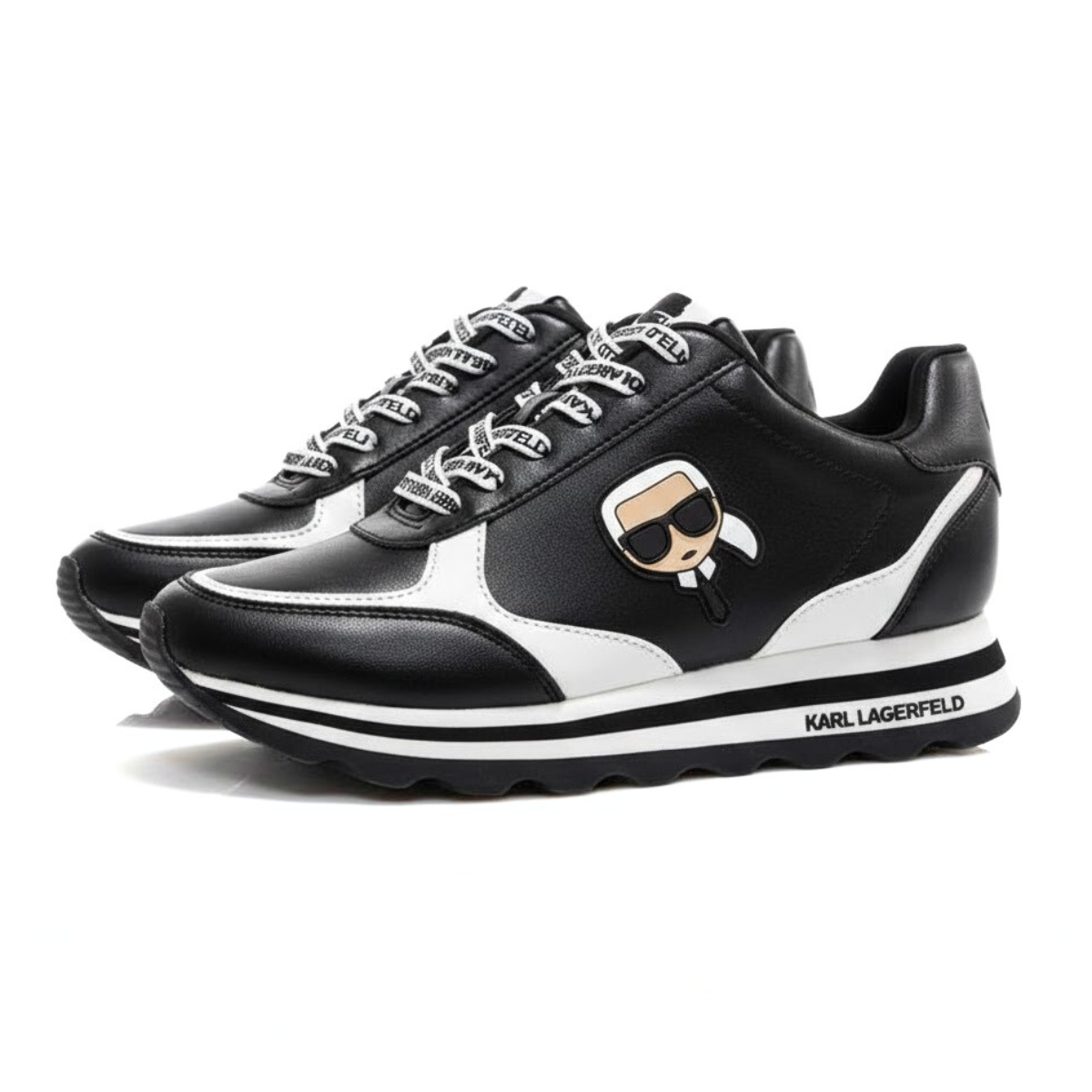KARL LAGERFELD PARIS Meade Lace Up Sneakers Women - BLKWHT