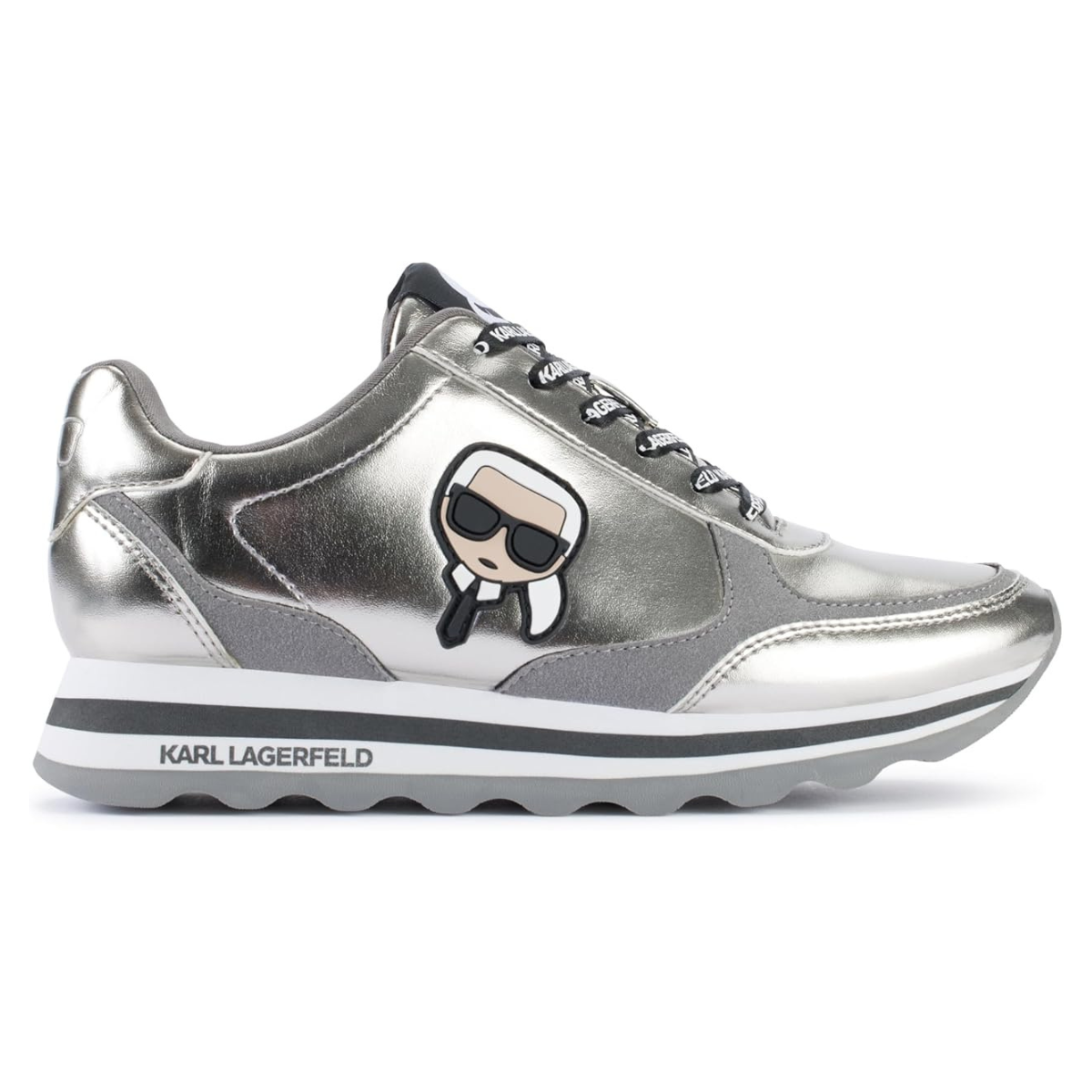 KARL LAGERFELD PARIS Meade Lace Up Sneakers Women - GRYSLV - Grey-Silver / 35