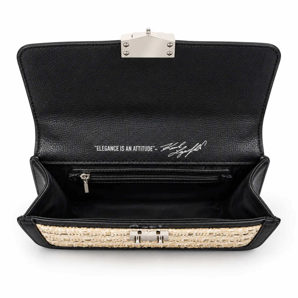 Karl Lagerfeld Paris Medium Raffia-Effect Shoulder Bag - Women - BRN - Beige