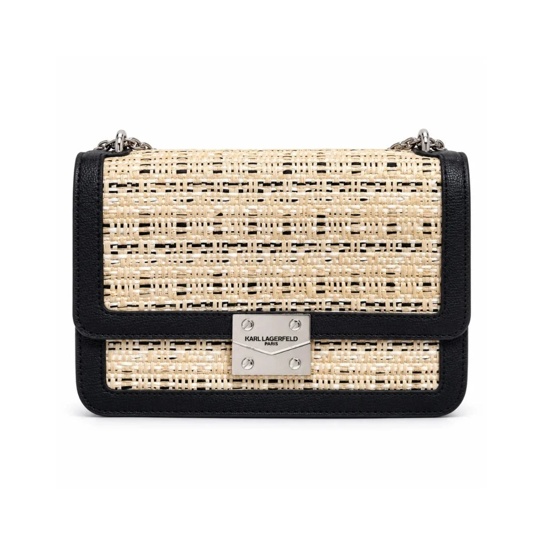 Karl Lagerfeld Paris Medium Raffia-Effect Shoulder Bag Women - OFFWHT - Beige