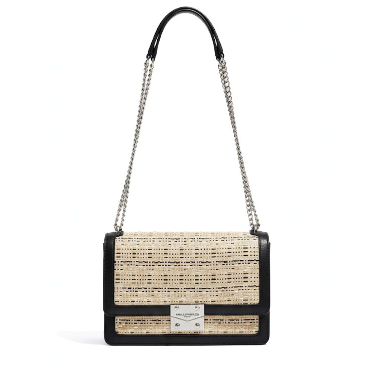 Karl Lagerfeld Paris metal strap and printed logo Shoulder Bag Women - BEG - Beige