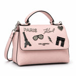 Karl Lagerfeld Paris Monet Embroidered Leather Shoulder Bag - OFFWHT - Off White