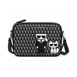 Karl Lagerfeld Paris Monogram Camera Crossbody Bag – BLKGRY - Black
