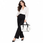 Karl Lagerfeld Paris Nouveau Small Satchel Tote Eiffel Tower Heart Pouch NWT - White-Black
