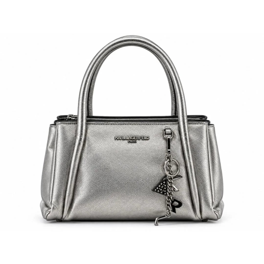 Karl Lagerfeld Paris Nouvelle Medium Satchel Bag - SLV - Silver