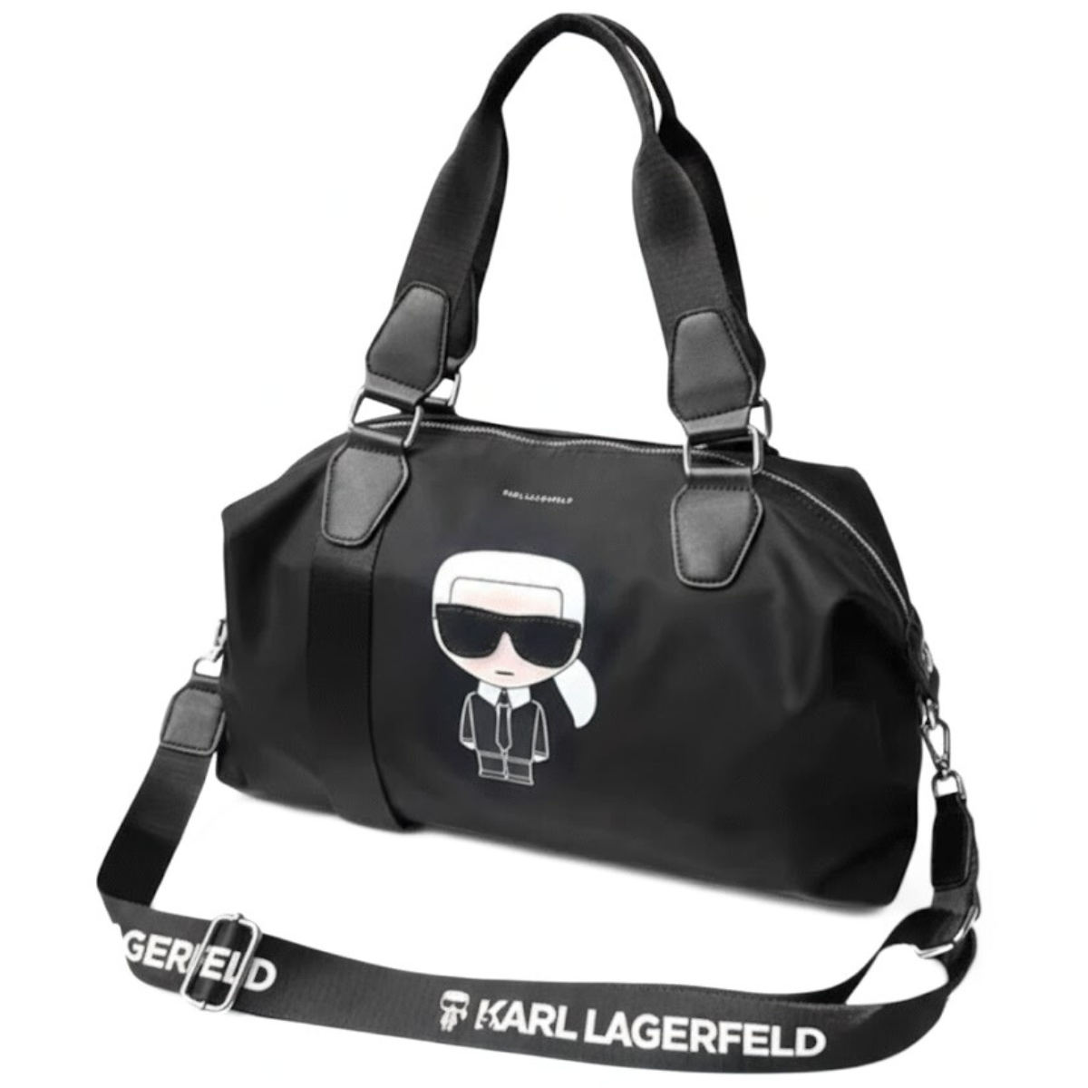 Karl Lagerfeld Paris Nylon Duffle Shopper Bag - BLK - Black