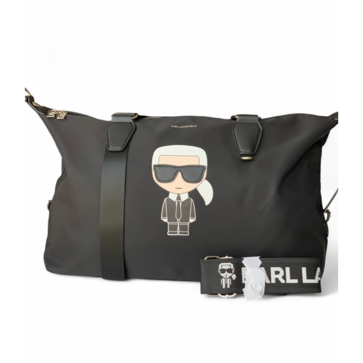 Karl Lagerfeld Paris Nylon Duffle Shopper Bag - BLK - Black