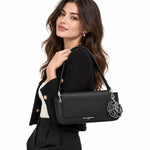 Karl Lagerfeld Paris Rose Charm Shoulder Bag - BLK - Black