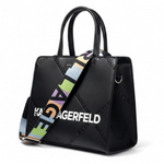 Karl Lagerfeld Paris Satchel With Logo Handbag - BLK - Black