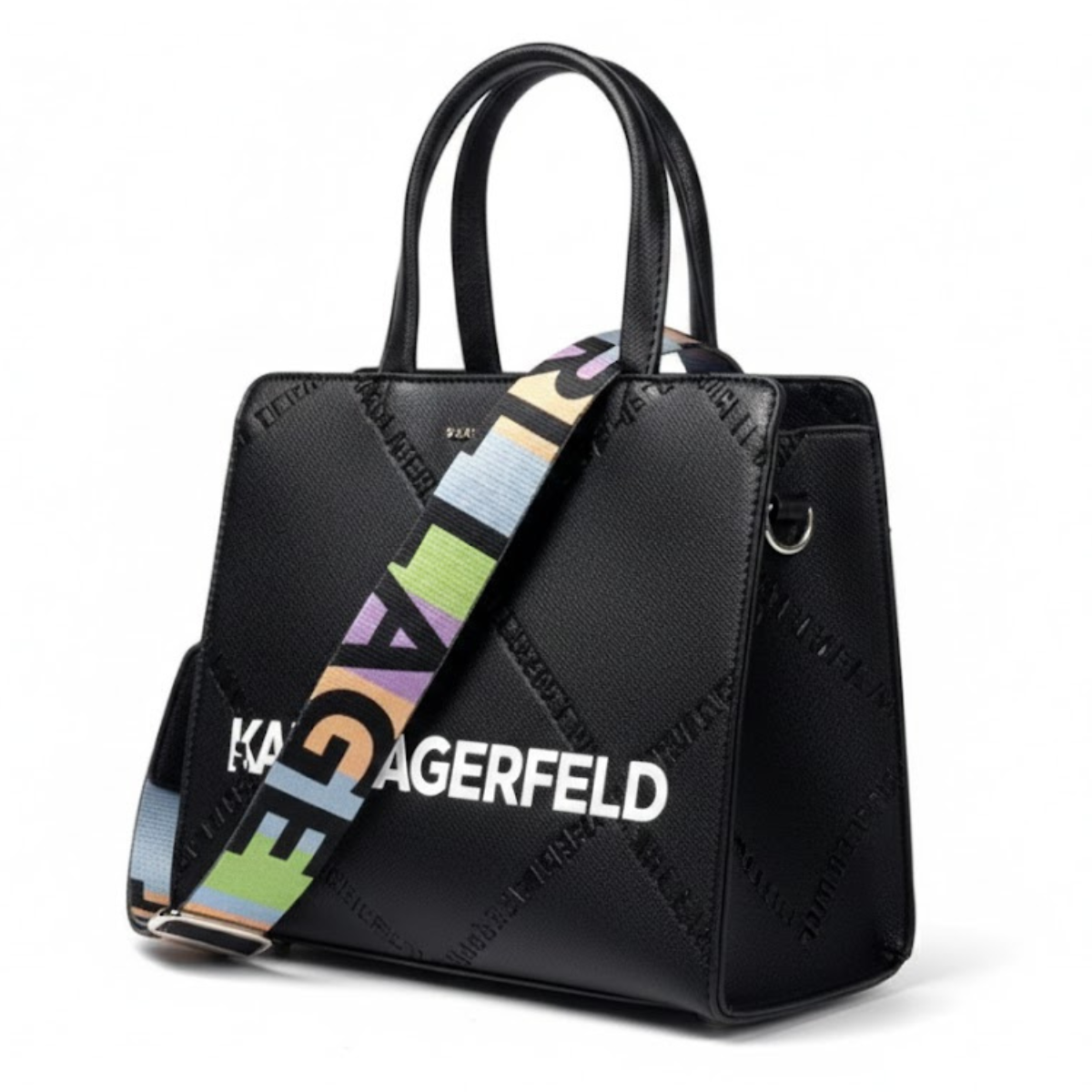 Karl Lagerfeld Paris Satchel With Logo Handbag - BLK - Black