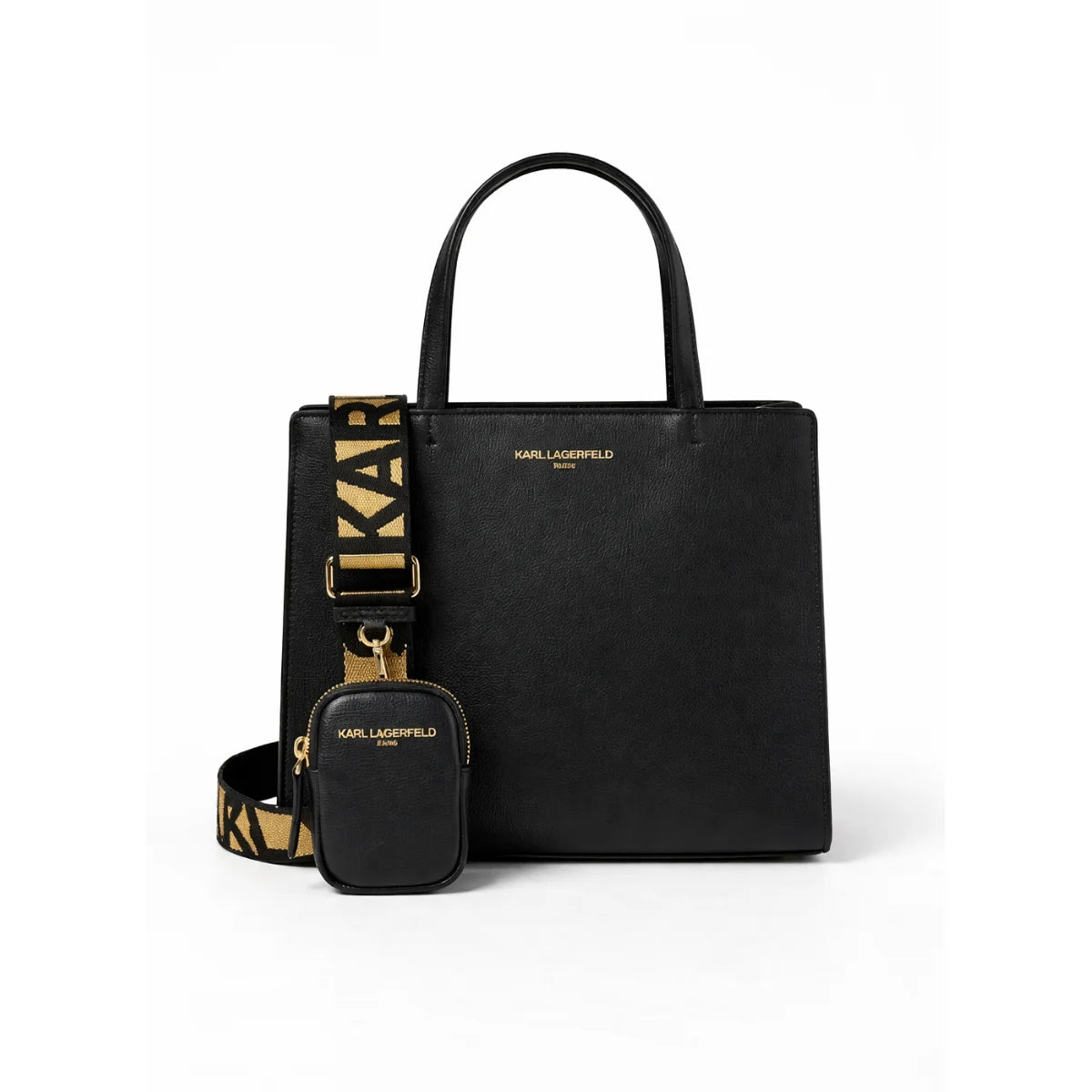 Karl Lagerfeld Paris Satchel With Logo Handbag - BLK - Black