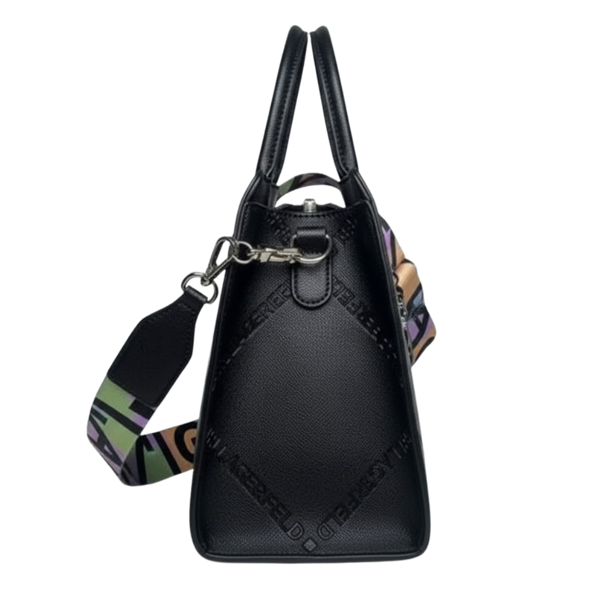 Karl Lagerfeld Paris Satchel With Logo Handbag - BLK - Black