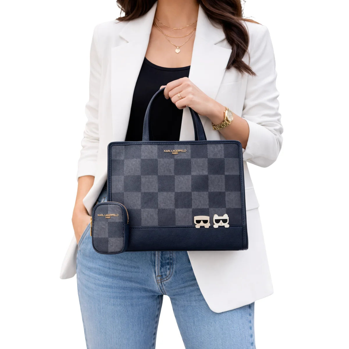 Karl Lagerfeld Paris Satchel With Logo Handbag - DRKGRY - Dark-Grey