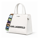 Karl Lagerfeld Paris Satchel With Logo Handbag - WHT - White