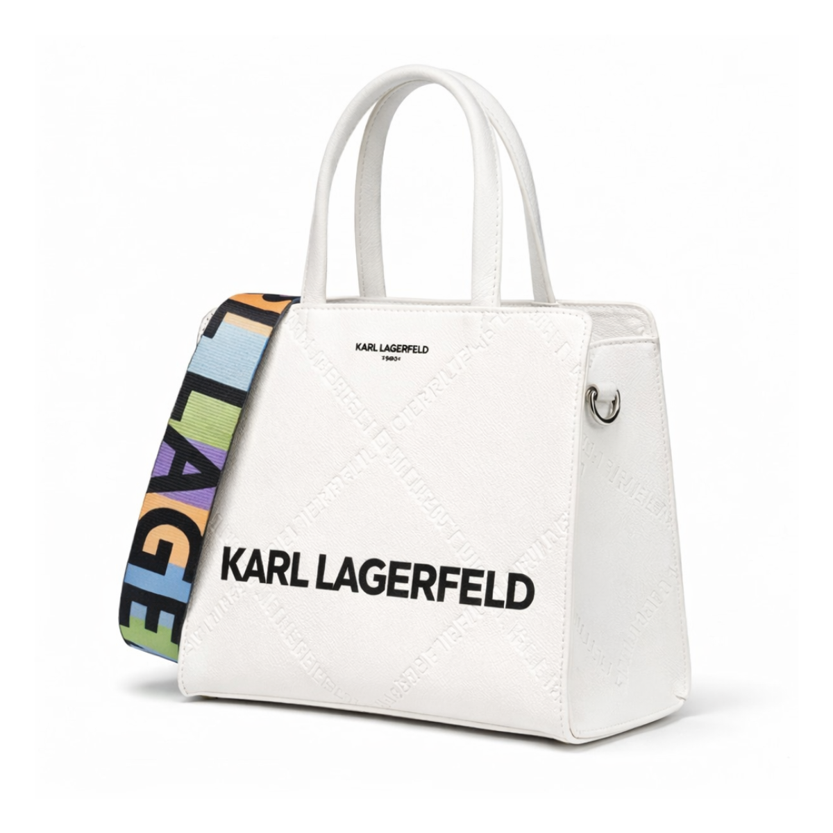 Karl Lagerfeld Paris Satchel With Logo Handbag - WHT - White