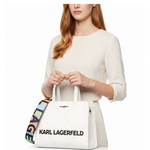Karl Lagerfeld Paris Satchel With Logo Handbag - WHT - White