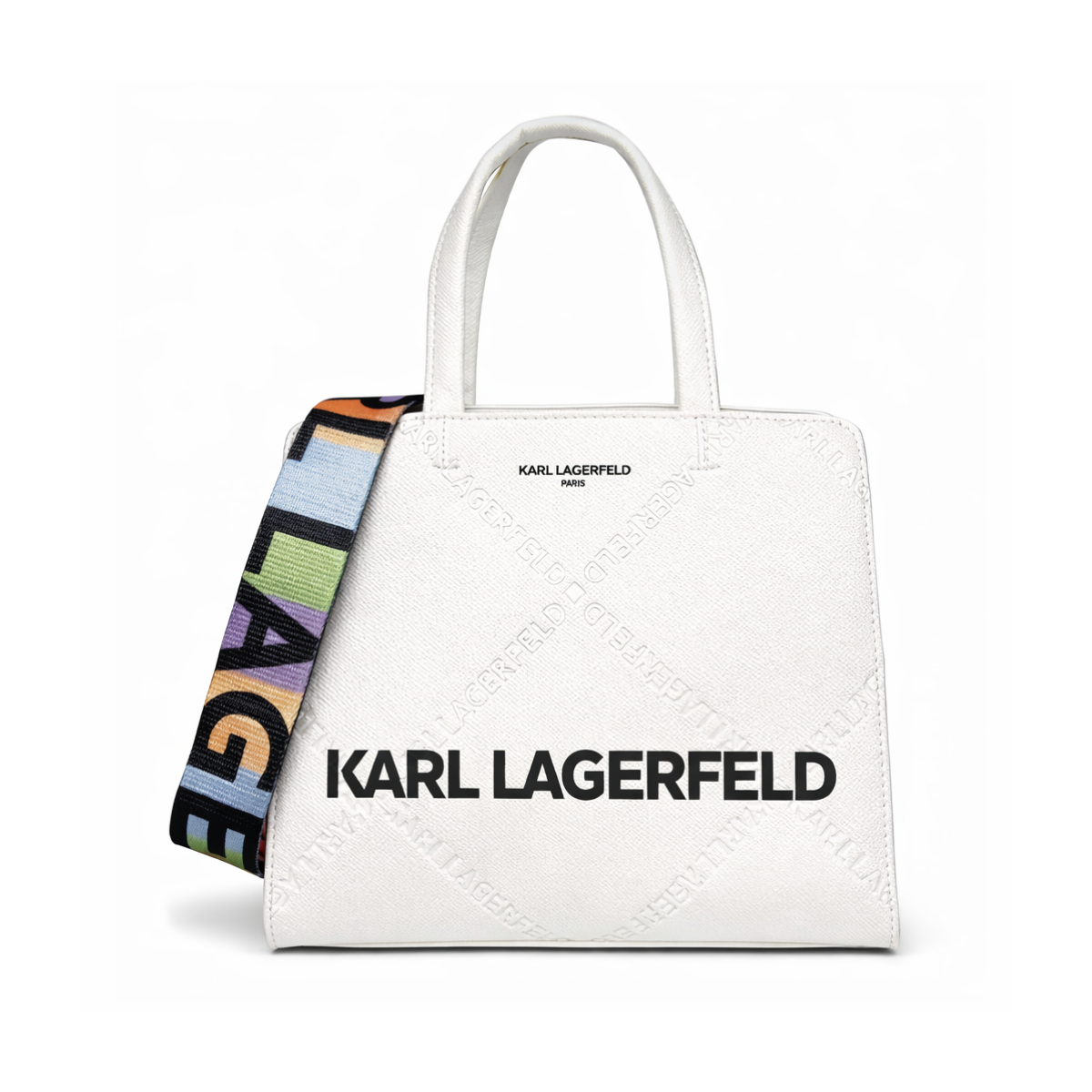 Karl Lagerfeld Paris Satchel With Logo Handbag - WHT - White