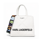 Karl Lagerfeld Paris Satchel With Logo Handbag - WHT - White