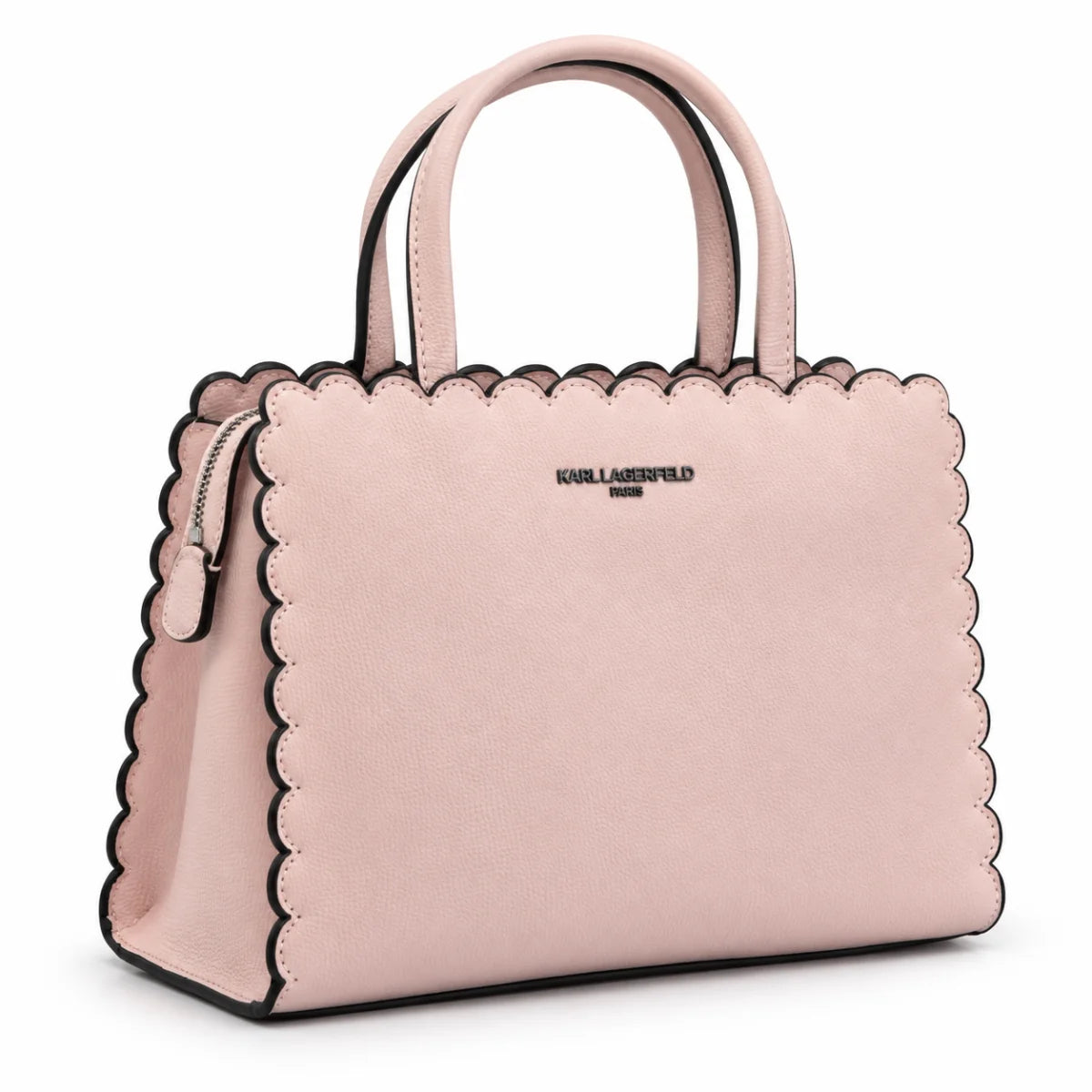 Karl Lagerfeld Paris Scalloped Satchel Bag - LGY - Light Gray