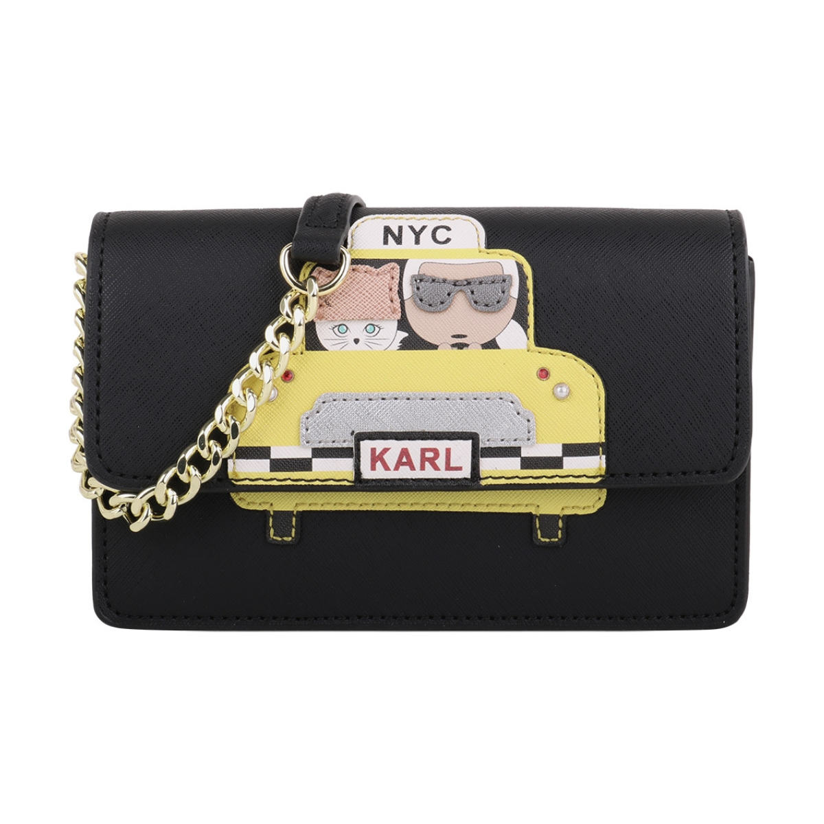 Karl Lagerfeld Paris Scratch-Resistant Chain Shoulder Bag Women - BLK - Black