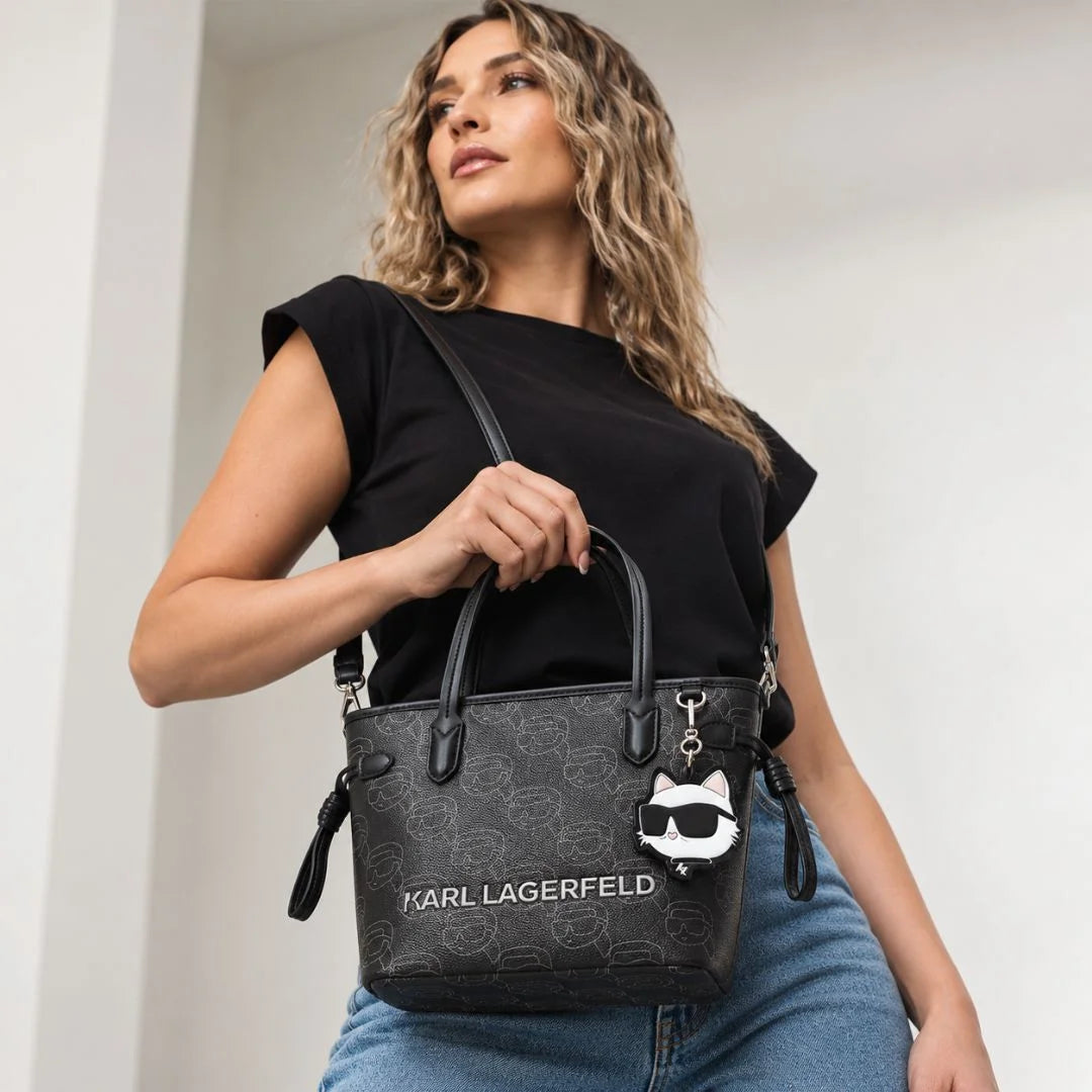 Karl Lagerfeld Paris Small Ikon Monogram Tote Bag Women BLK-KB115 - Black