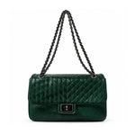 Karl Lagerfeld Paris Snake-Print Chain Shoulder Bag - GRN - Dark Green