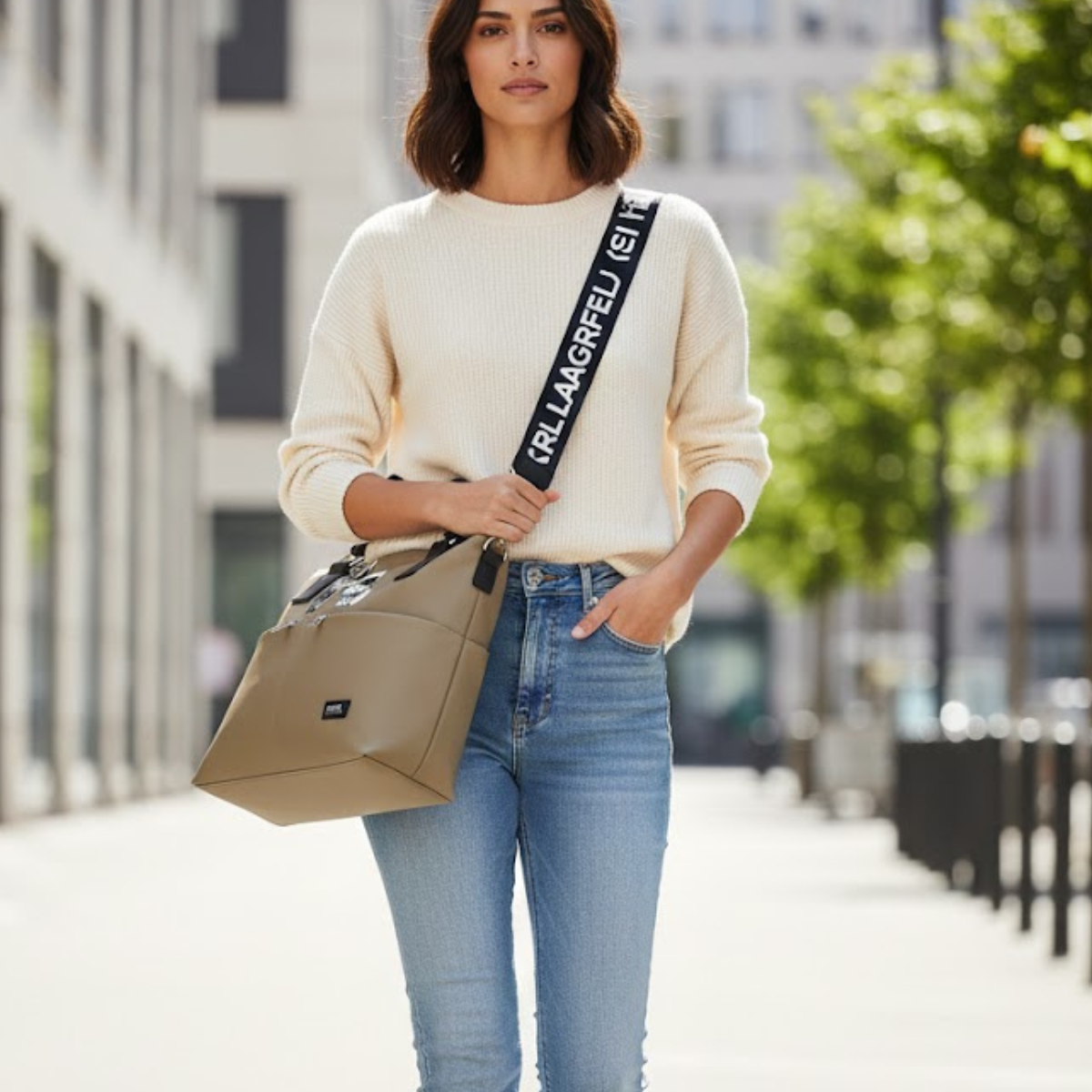 Karl Lagerfeld Paris Sporty Travel Shopper Bag - KHK - Khaki