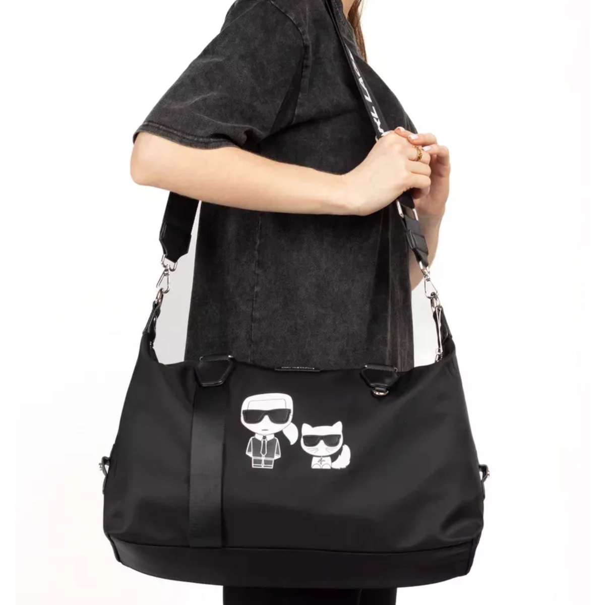 Karl Lagerfeld Paris sporty travel shopper bag shoulder bag - BLK - Black