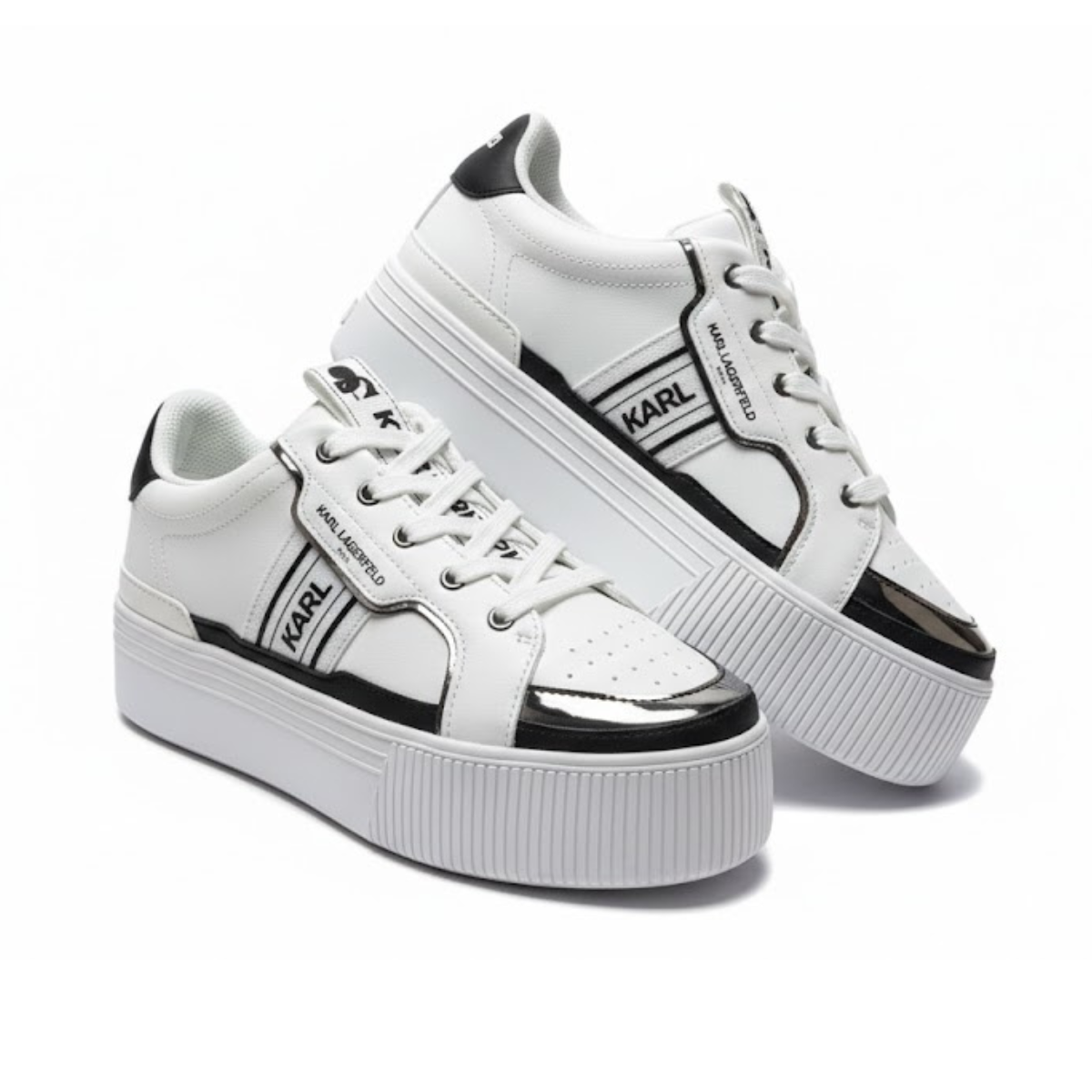 KARL LAGERFELD PARIS Violet Leather Sneakers Women - WHTBLK