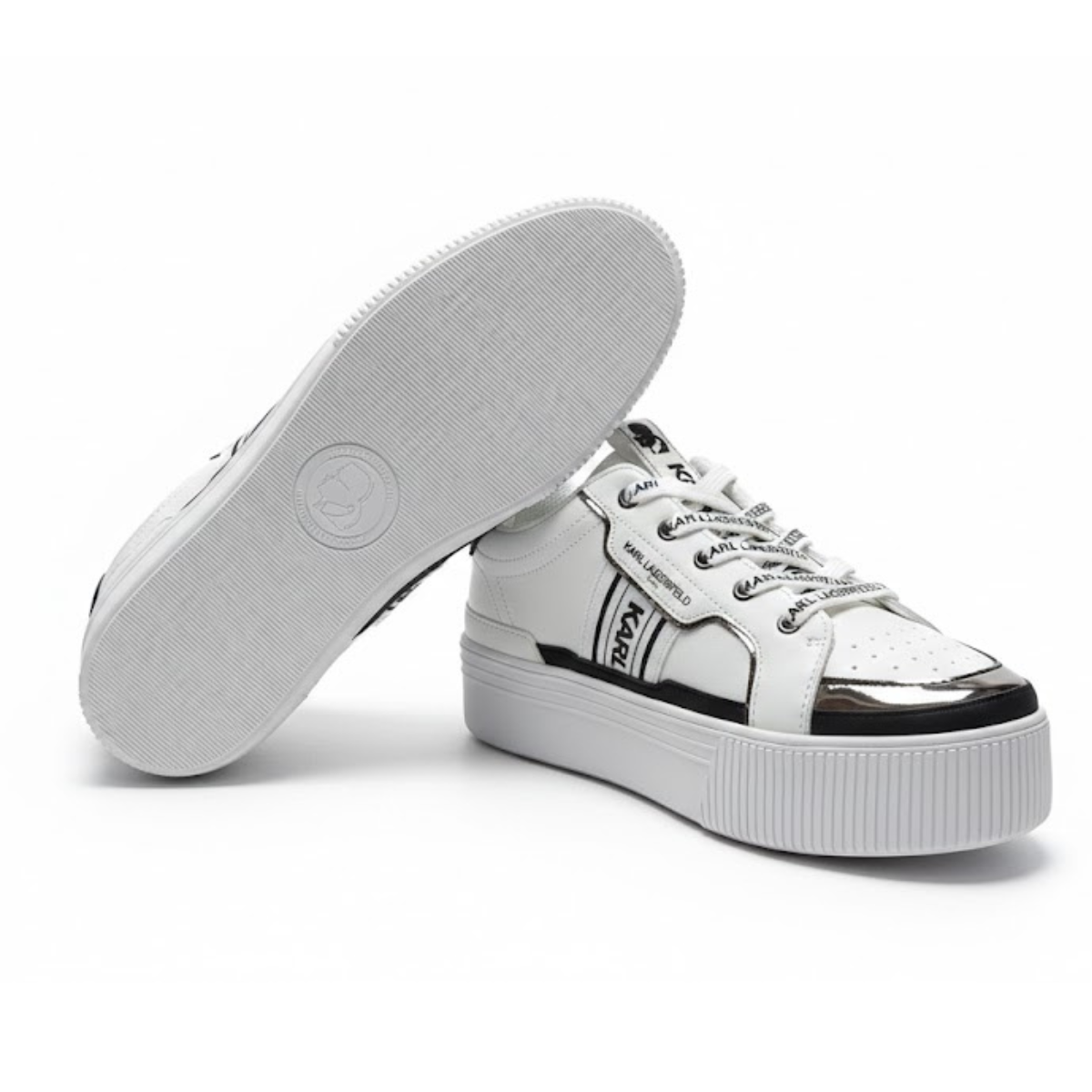 KARL LAGERFELD PARIS Violet Leather Sneakers Women - WHTBLK