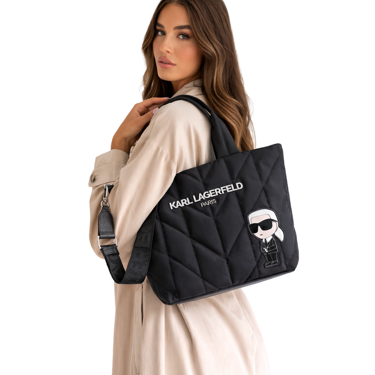 Karl Lagerfeld Paris Voyage Mini Top Zip Tote Bag Women - BLK - Black