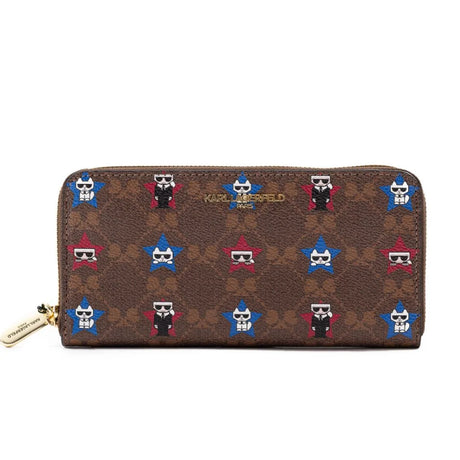 Karl Lagerfeld Paris Zip Around Wallet Women - BRWMLT - Brown Multi - Accessories