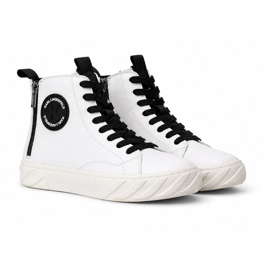 KARL LAGERFELD PARIS Zipper Logo High-Top Sneakers Men - WHT