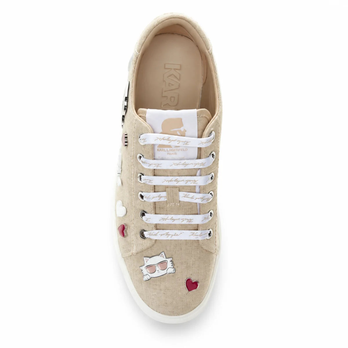 KARL LAGERFELD PARISCate Pins Medium Width Canvas Sneakers Women - BEG