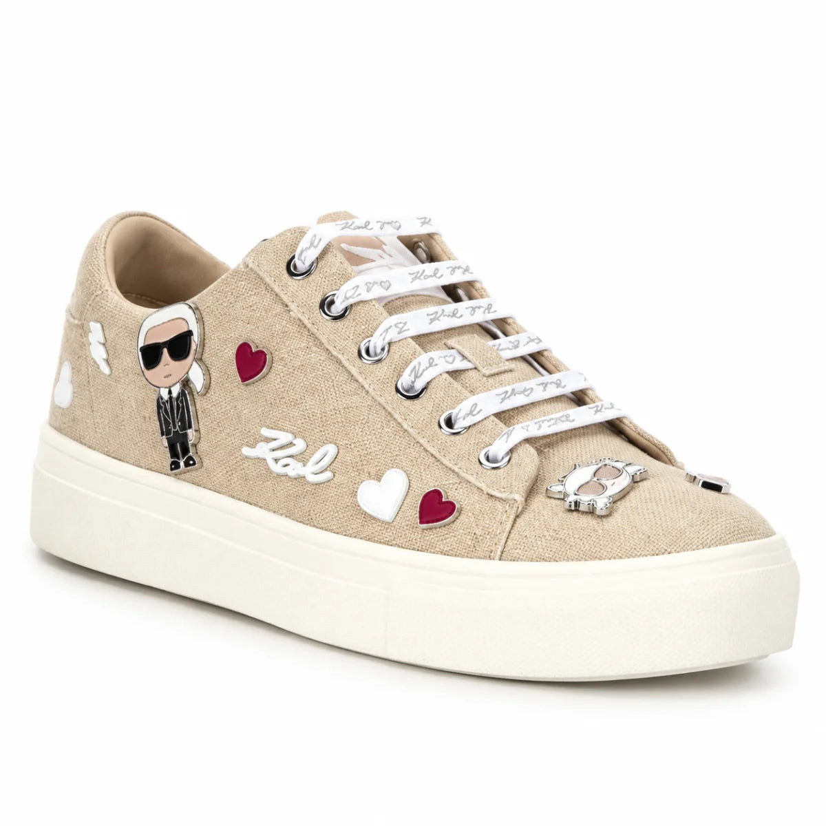 KARL LAGERFELD PARISCate Pins Medium Width Canvas Sneakers Women - BEG