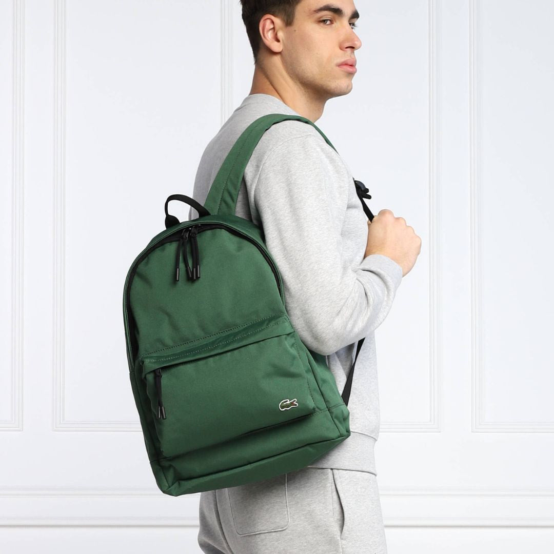 Lacoste LARGE NEOCROC BACKPACK WITH ZIPPED LOGO STRAPS - GRN - Green