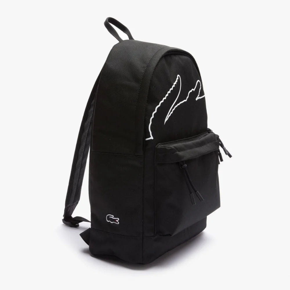 Lacoste Neocroc Oversized Crocodile Print Canvas Backpack - BLK Black Bags