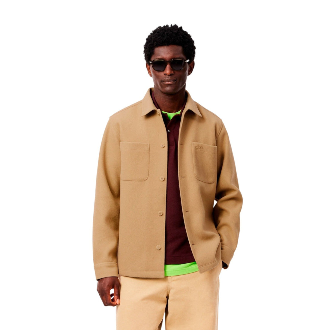 Lacoste Oversized Flannel Overshirt Men CH7210-BEG - Beige / S