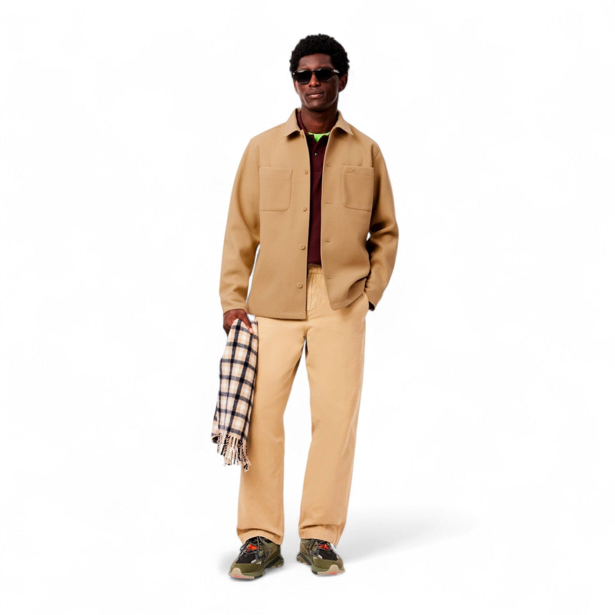 Lacoste Oversized Flannel Overshirt Men CH7210-BEG