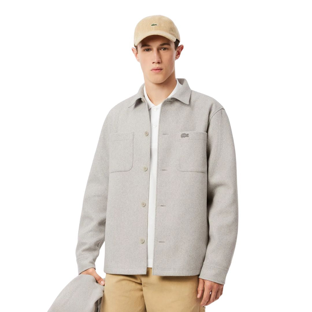 Lacoste Oversized Flannel Overshirt Men CH7210-GRY - Light Gray / S