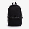 Lacoste UNISEX BRANDED BAND & STRAPS NYLON BACKPACK - BLK - Black