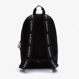 Lacoste UNISEX BRANDED BAND & STRAPS NYLON BACKPACK - BLK - Black