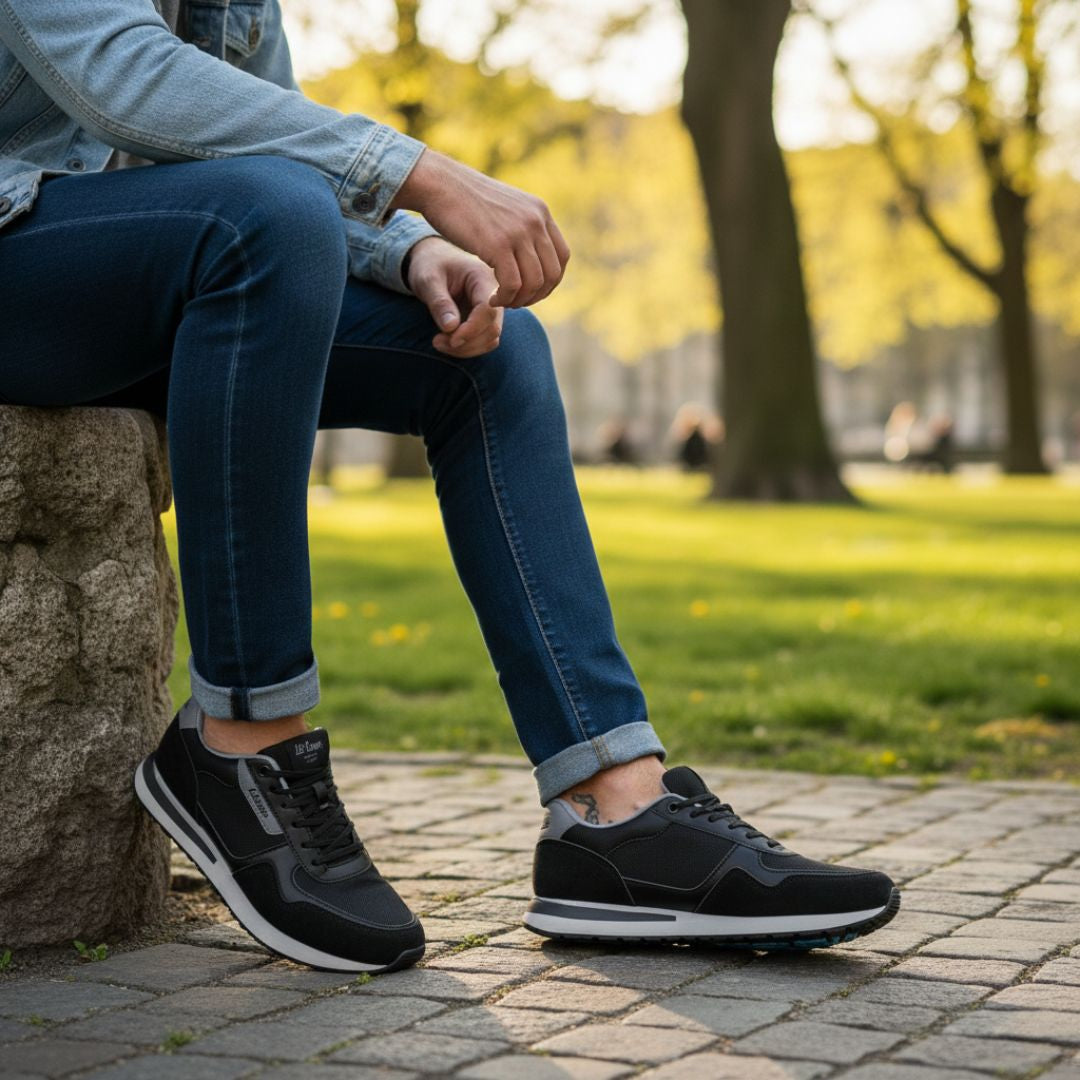 Lee Cooper Retro Lace-Up Sneakers Men 0264CI-BLK