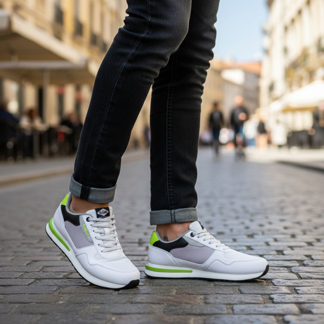 Lee Cooper Retro Lace-Up Sneakers Men 0264CI-WHT