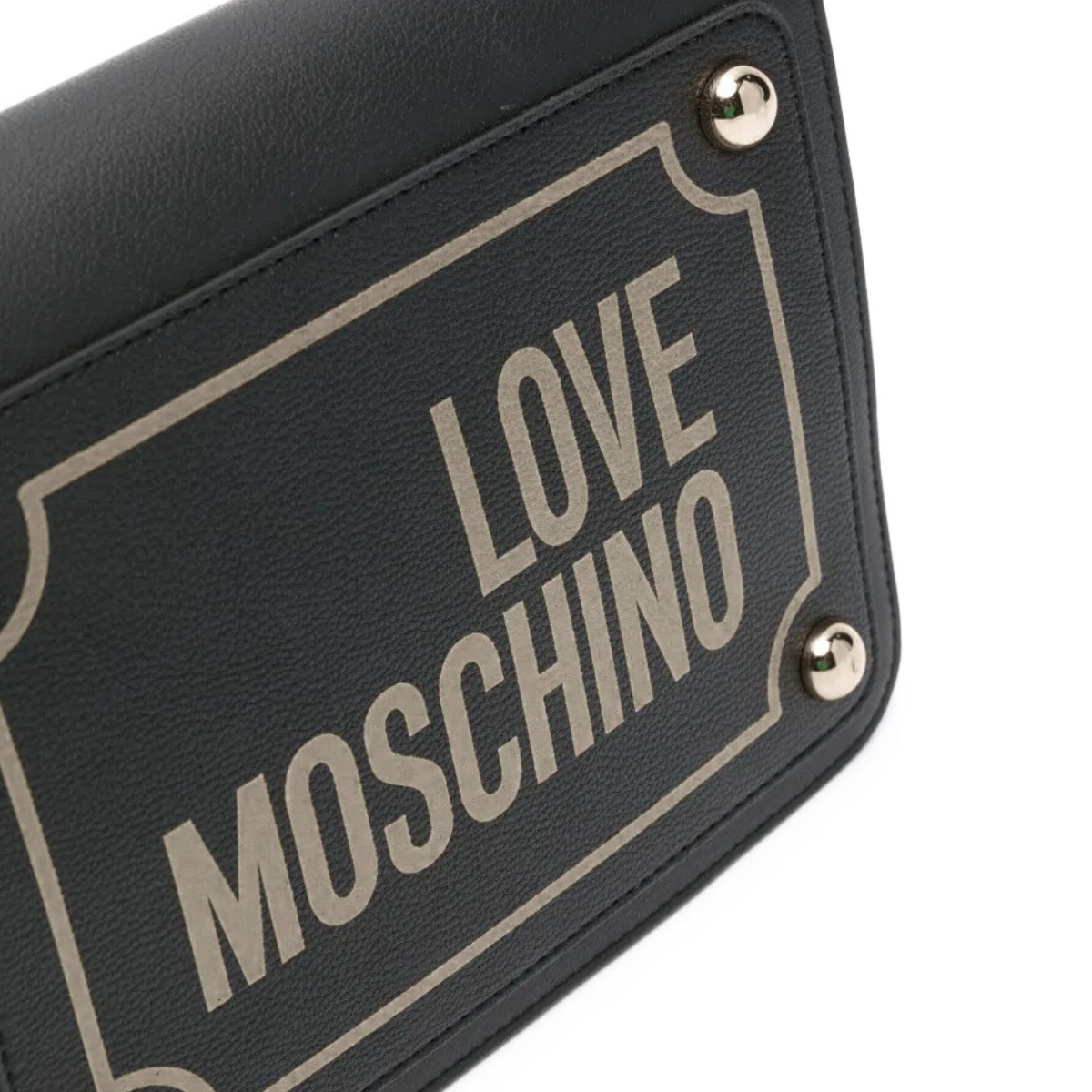 Love Moschino Crossbody bag with logo print and flap - BLK - Black