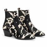 M&S Leather Animal Print Block Heel Ankle Boots Women-ANM